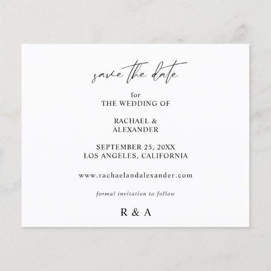 Budget Modrn Chic Foto Horizontal Save the Date B (Rückseite)