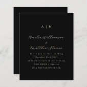 Budget Monogram Black Minimalistisch Wedding Einla (Vorne/Hinten)