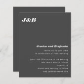 Budget Monogram Black Modern Wedding Einladung (Vorne/Hinten)