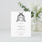 Budget Monogram Black Peacock QR Einladung (Stehend Vorderseite)