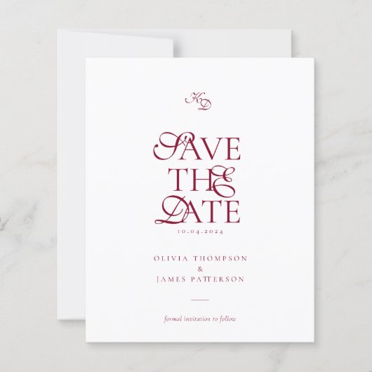 BUDGET Monogram Deep Burgundy Script Wedding (Vorderseite)