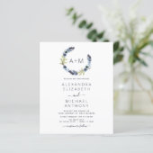 Budget Monogram Dusty Blue Boho Floral Wedding (Stehend Vorderseite)
