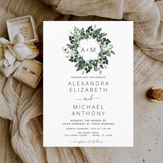 Budget Monogram Emerald Green Greenerity Wedding Flyer