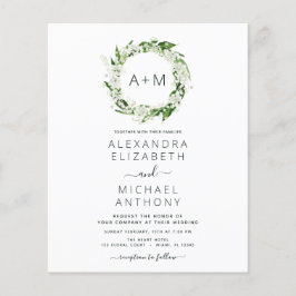Budget Monogram Emerald Green Greenerity Wedding Flyer