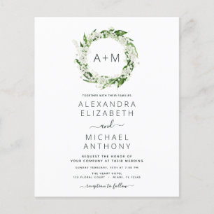 Budget Monogram Emerald Green Greenerity Wedding Flyer