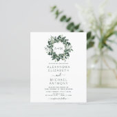 Budget Monogram Emerald Green Wedding Einladungen (Stehend Vorderseite)