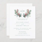 Budget Monogram Floral Wedding Invitation Flyer (Vorne/Hinten)
