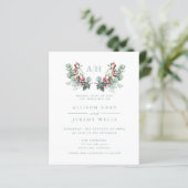 Budget Monogram Floral Wedding Invitation Flyer (Stehend Vorderseite)