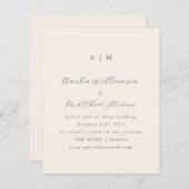 Budget Monogram Ivory Minimal Hochzeit Einladung (Vorne/Hinten)