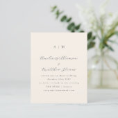 Budget Monogram Ivory Minimal Hochzeit Einladung (Stehend Vorderseite)