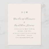 Budget Monogram Ivory Minimal Hochzeit Einladung (Vorderseite)