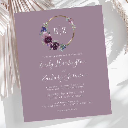 Budget Monogram Lila Wreath Mauve Wedite
