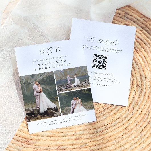 Budget Monogram QR Code 3 Foto Collage Wedding