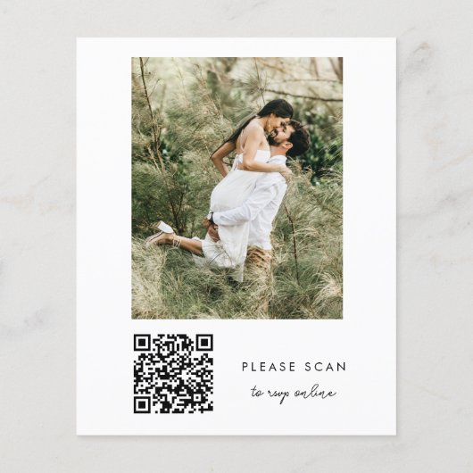 Budget Monogram Qr Code Foto Hochzeitseinladung (Rückseite)