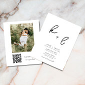 Budget Monogram Qr Code Foto Hochzeitseinladung