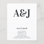 Budget Monogram QR-Code Hochzeits-Einladung (Vorderseite)