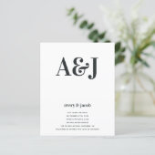 Budget Monogram QR Code Hochzeitseinladung (Stehend Vorderseite)