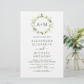 Budget Monogram Sage Emerald Green Floral Wedding (Stehend Vorderseite)