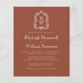 Budget Monogram Wappen Terracotta QR Code Hochzeit (Vorderseite)