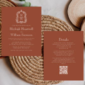 Budget Monogram Wappen Terracotta QR Code Hochzeit