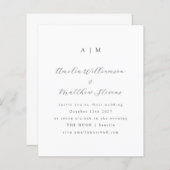 Budget Monogram White Minimal Wedding Einladung (Vorne/Hinten)