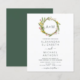 Budget Monogram Wildblumen Emerald Green Wedding