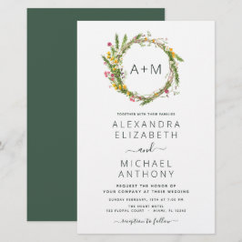 Budget Monogram Wildblumen Emerald Green Wedding