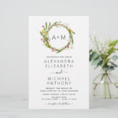 Budget Monogram Wildblumen Emerald Green Wedding (Stehend Vorderseite)