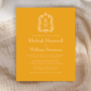 Budget Monogramm-Wappen-Ringelblumen-Hochzeitseinl