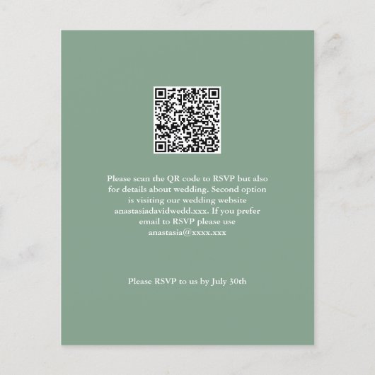 Budget Monstera Leaves Wedding QR Code Invitation (Rückseite)