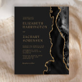 Budget Moody Black Agate Gold Einladung Hochzeit