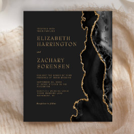 Budget Moody Black Agate Gold Einladung Hochzeit