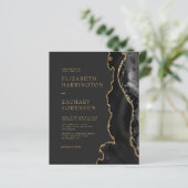 Budget Moody Black Agate Gold Einladung Hochzeit (Stehend Vorderseite)