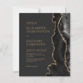 Budget Moody Black Agate Gold Einladung Hochzeit (Vorderseite)