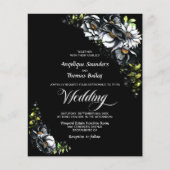 Budget Moody Black Floral Wedding Einladung (Vorderseite)