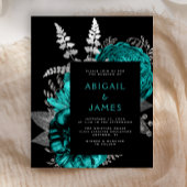 Budget Moody Dark Floral Aquamarin Silver Wedding