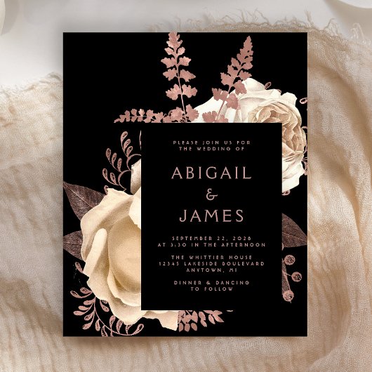 Budget Moody Dark Floral Elfenbein Rose Gold Hochz