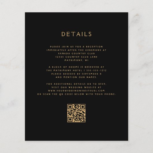 Budget Moody Floral Lila Gold QR Code Hochzeit (Rückseite)