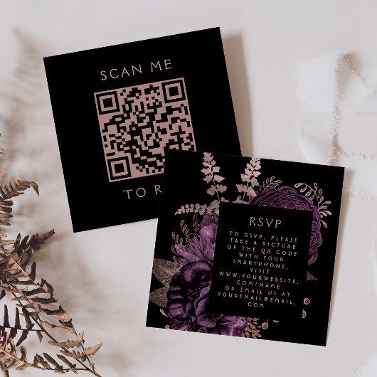 Budget Moody Floral Lila Rose Gold QR Code UAWG Begleitkarte