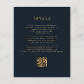 Budget Moody Floral Navy Blue Gold QR Code Hochzei (Rückseite)