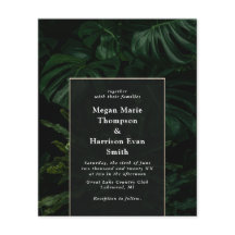 Budget Moody Tropical Monstera Hochzeit Einladung