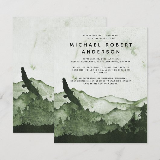 Budget Mountain Celebration of Life Invitation (Vorne/Hinten)