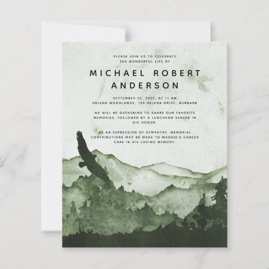 Budget Mountain Celebration of Life Invitation (Vorderseite)