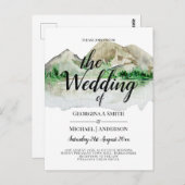 Budget Mountain Lake Watercolor Einladung Postkarte (Vorne/Hinten)