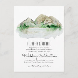 Budget Mountain Lake Wedding Einladung Wasserfarbe Postkarte