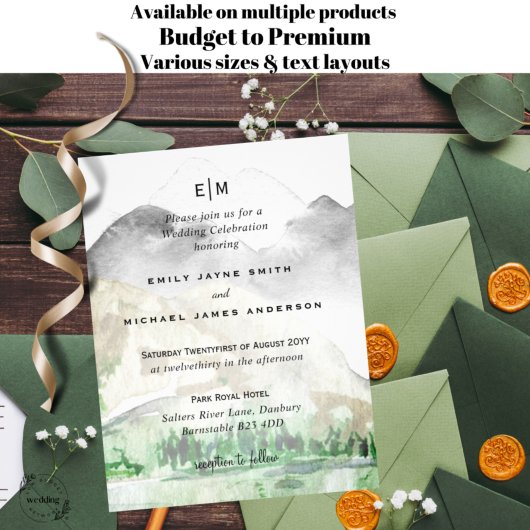 Budget Mountain Pine Trees Winter Wedding Einladun Flyer