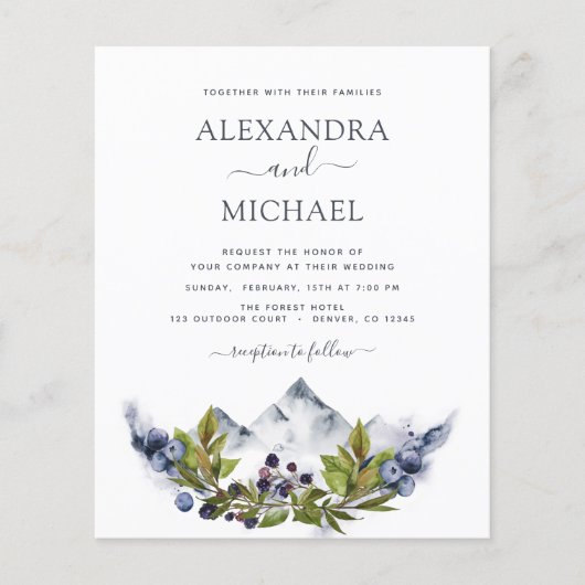 Budget Mountain Rustic Greenerity Wedding (Vorderseite)