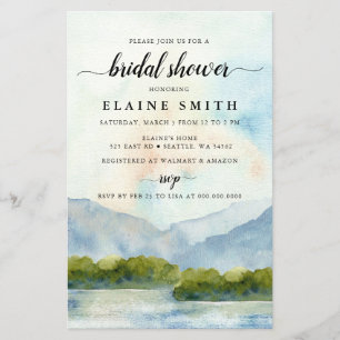 Budget Mountains Lake Bridal Dusche Einladung