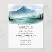 Budget Mountains Lake Wedding Einladung (Vorderseite)