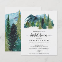 Budget Mountains Pine Bridal Dusche Einladung